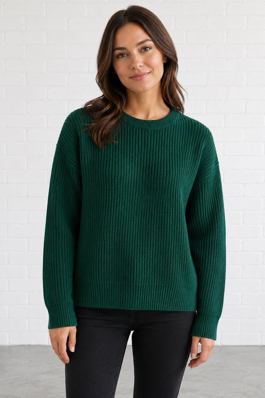 Ardene Basic Women’s XL Green Chunky Knit Crewneck Pullover Sweater Cottagecore